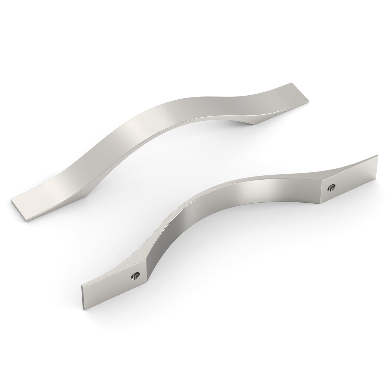 FURNIWARE Pack of 10 Brushed Nickel D-Shape Kitchen Cabinet Handles, 96mm/3.8 Inch Hole Center Modern Drawer Pulls for Bathroom Cabinets and Cupboard