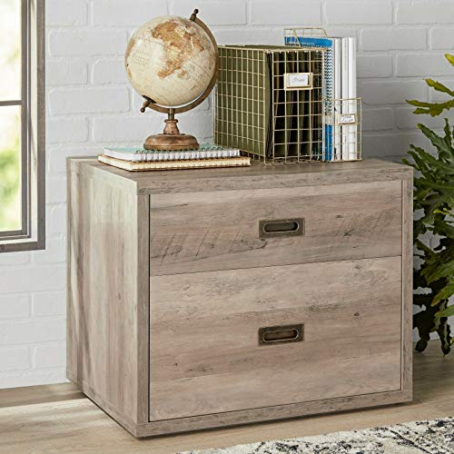 File Cabinet Home Office Wood Legal Printer Stand Table Farmhouse Drawers Gray