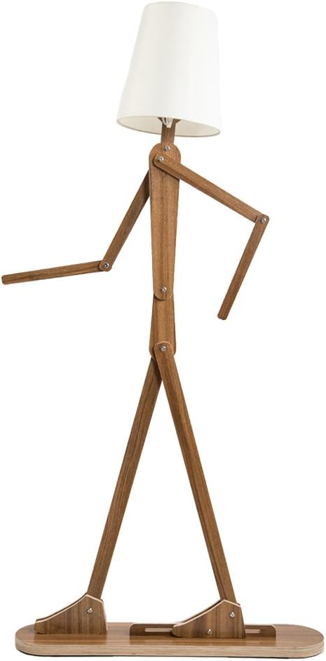 HROOME Modern Floor Lamp with Shade for Living Room Wood Home Decorative Tall Standing Light Adjustable Swing Arm Lamps (Walnut)
