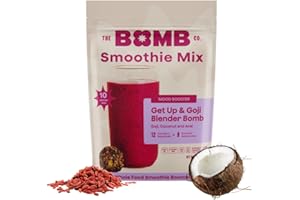 BLENDER BOMBS The Bomb Co. Blender Bomb, Get up & Goji, Superfood Smoothie Mix With Goji Berries, Hemp, Flax, Chia Seeds & Amino Acids, Gluten Free, High Fiber, 10 Servings