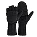 Bodvera Thermal Insulation Fingerless Texting Wool Gloves for Women and Men Winter Warm Knitted Convertible Mittens Flap