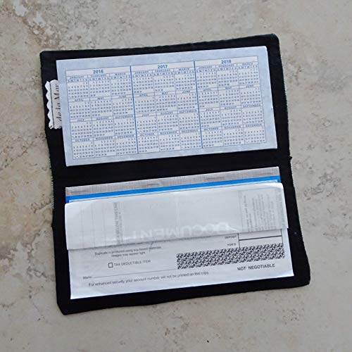 Checkbook Cover - Billfold Wallet - Teal and Black Spirograph Design Fabric Check Case - Wallet for Receipts