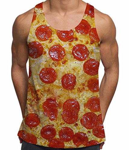 Bang Tidy Clothing Pepperoni Pizza Tomatoe Base Fast Food Cheese Funny Holiday Beach Mens Vest - XXL