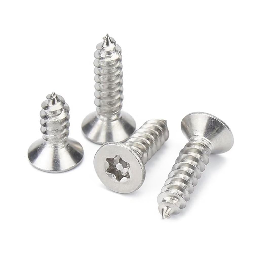 SYDARSYN Torx Self Tapping Screws 304 Stainless Steel Flat Head Wood Screws M3.9x32mm (50 pcs)