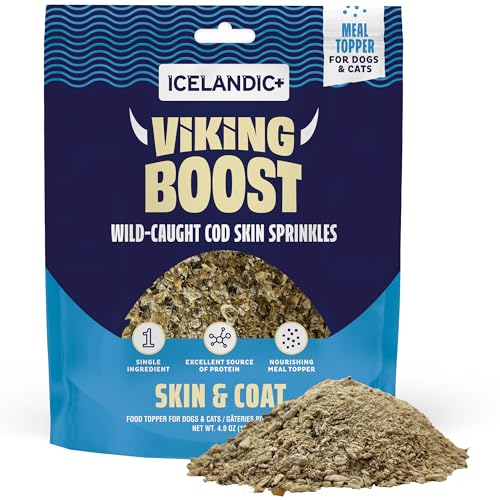 Icelandic+ Viking Boost: Wild-Caught Cod Skin Sprinkles - 4oz Dog & Cat Food To…