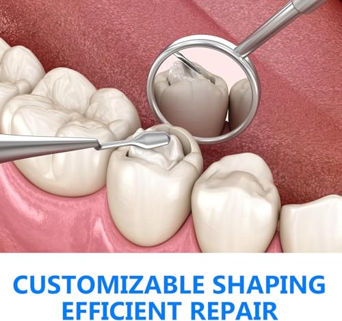 Tooth Filling Repair Kit, Temporary Tooth Repair Kit for Missing and Broken Teeth, with 4 Precision Tools, Natural Shade Emergency Smile Fix for Gaps and Chipped Molars