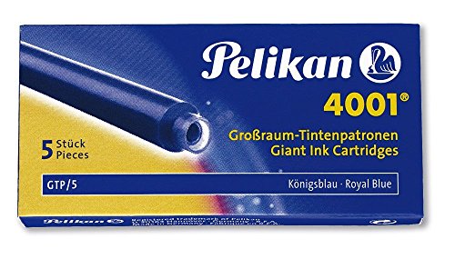 Pelikan 4001 GTP/5 Ink Cartridges for Fountain Pens, Royal Blue, 1.4ml, 5 Pack (310748) - Thumbnail 5