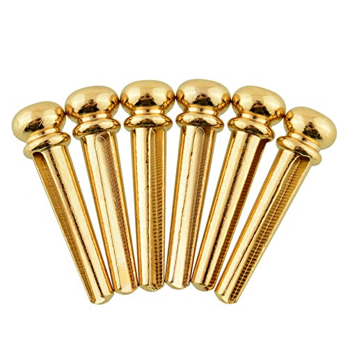 Xinzhi Guitar Bridge Pins- 6Pcs Brass Guitar Strings Fixed Cone Acoustic Guitar Replacement Parts