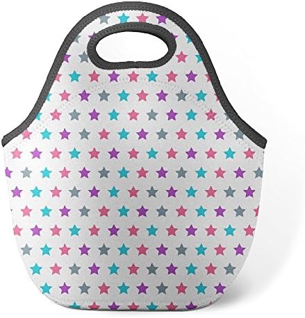 Good4Life - Neoprene Lunch Tote Insulated Reusable Picnic Lunch Bag [ Decorative Colorful Stars Pattern ]