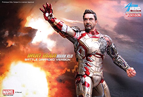 Dragon Models Iron Man 3 MK XLII Battle-Damaged Armor Action Hero Vignette Statue, 1:9 Scale