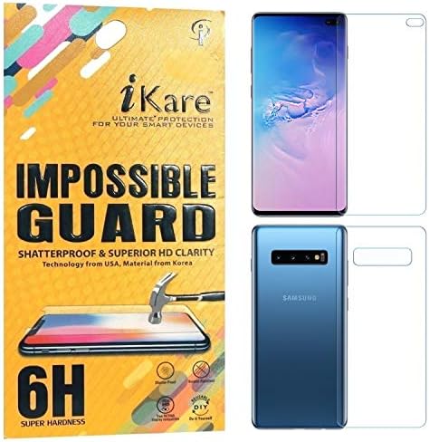 ikare front & back fiber impossible screen guard for samsung galaxy s10 plus full screen coverage (except edges) transparent