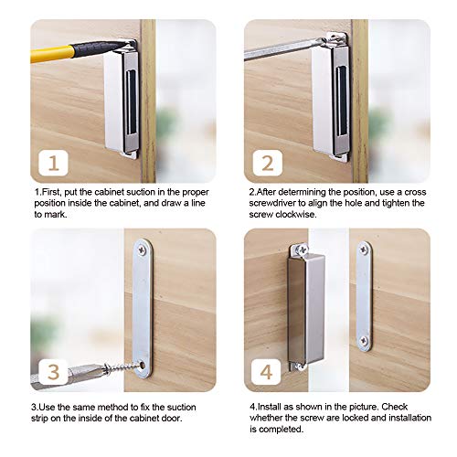 Mousike Magnetic Door Catch,70lb Stainless Steel Cabinet Door Magnets with Strong Magnetic for Kitchen Cupboard Wardrobe Closet Cabinet Door Drawer Latch (3.8"70 lbs(2 Pack))