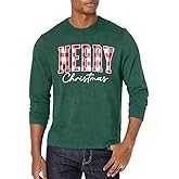 PICKID Christmas Shirts for Men: Christmas Tree Graphic Tshirt Xmas Holiday Vacation Long Sleeve Blouse Tops