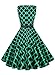 Anni Coco Women's 1950s Hepburn Vintage Swing Dresses With Ribbon Belt Diamond-Shaped Green X-Large