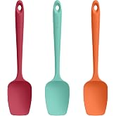 U-Taste Silicone Spoon Spatula Set of 3, 480&deg;F Heat Resistant, Colorful | Silicone Spoons for Cooking, Food Grade Rubber Scraper Spatula Spoonula, Heatproof Kitchen Utensils Set for Nonstick Cookware
