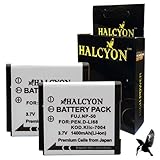 Two Halcyon 1400 mAH Lithium Ion Replacement Battery for Pentax Q 12.4 MP and Pentax D-LI68
