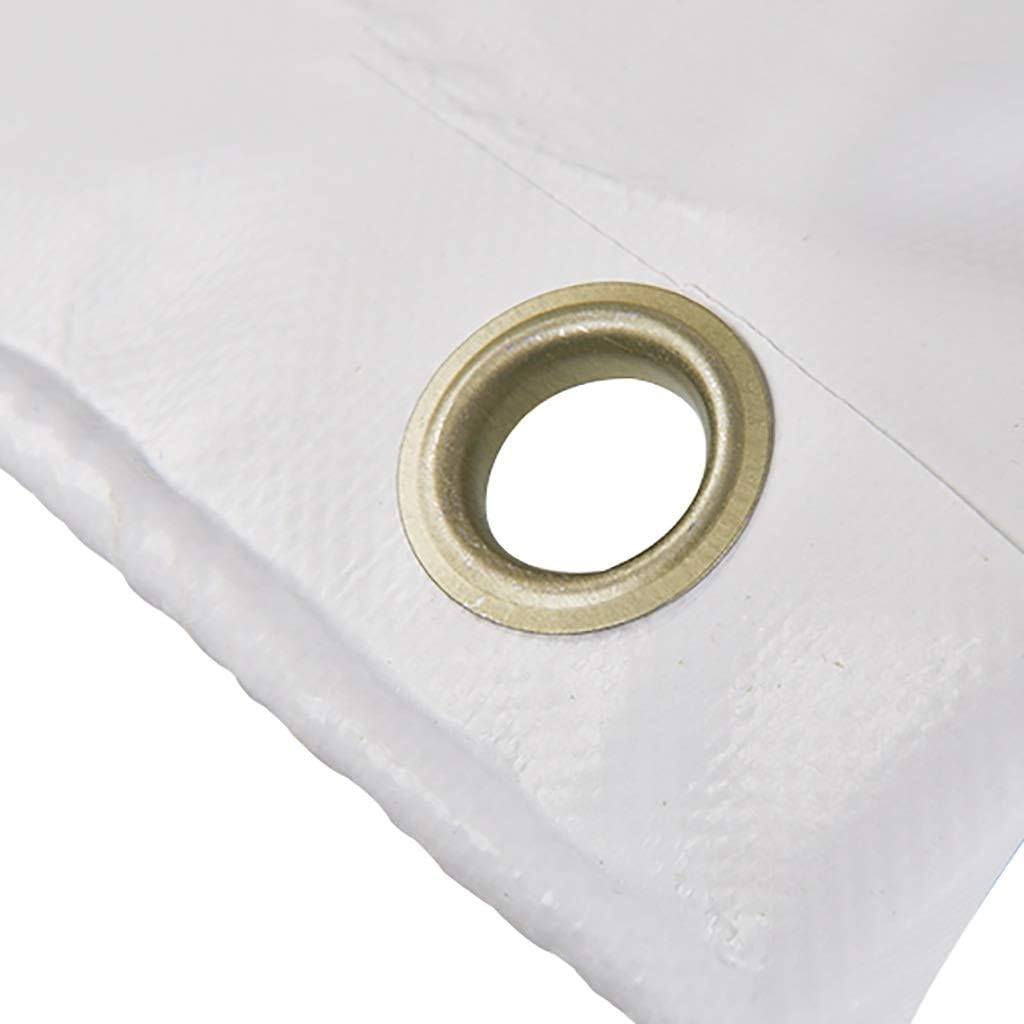HHM Canvas Tarp Waterproof with Grommets and Reinforced Edges, Great for Tarpaulin Canopy Tent, Boat, RV or Pool Cover, Thick: 20 Mil, Weight : 550g / M² (Color : White, Size : 3m×5m)