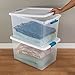 Sterilite 64 Qt Latching Storage Box, Stackable Bin with Latch Lid, Plastic Container to Organize Clothes in Closet, Clear with White Lid, 6-Pack