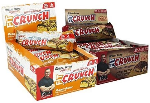 Fit Crunch Bars - Chocolate Chip Cookie Dough 12 Bars/PB 12 Bars (12 of Both Flavors) by Fit Crunch Bars