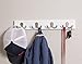 BirdRock Home Dual Hook Coat Rack | 4 Dual Hooks | Wall Mounted Hat Key Rack Rail | Satin Nickel Hooks | White Pine Bathroom Rail