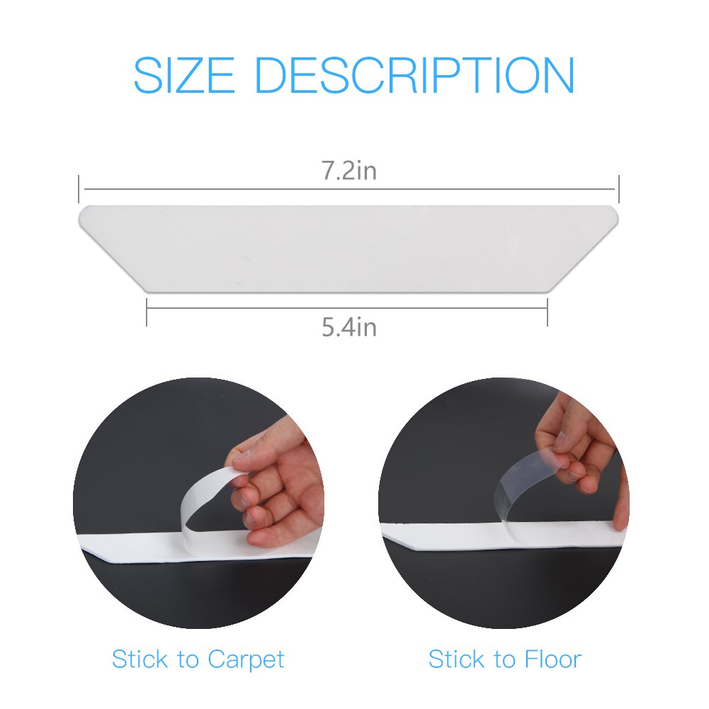 SUAYLLA 8 pcs White Anti Curling Rug Gripper. Anti Slip Straight Carpet Gripper for Corners and Edges - Renewable Rubber Tape for Carpets - Ideal Rug Stopper For Kitchen Bathroom