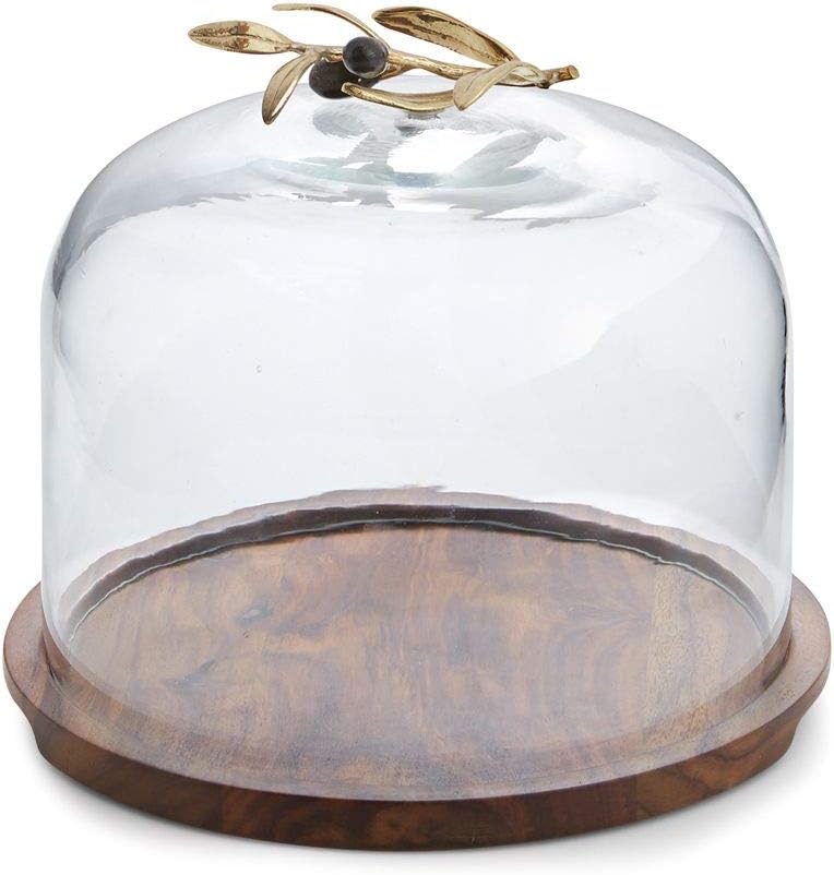 Michael Aram Olive Branch Glass Dome with Wood Base