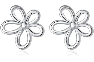 Reffeer Solid 925 Sterling Silver Flower Stud Earrings for Women Teens Hollow Flower Stud Earrings Spring