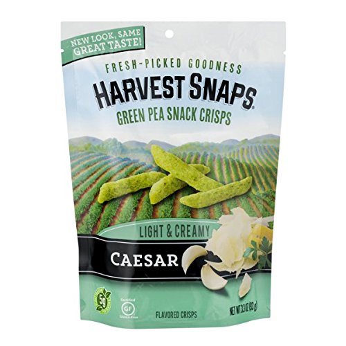 Harvest Snaps Green Pea Snack Crisps, Caesar 3.3oz, Deliciously Baked
