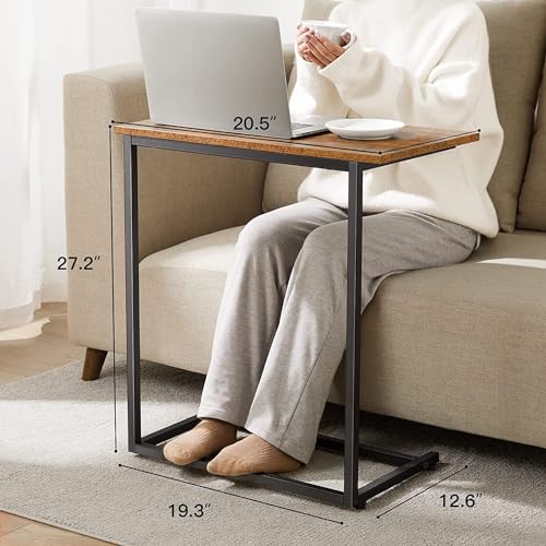 C-Shaped Home Side Tables for Small Spaces，Laptop table Sofa Side Table Small Coffee Table Anti-Rust Waterproof, End Tables for Living Room Bedroom Balcony Office (BLACK)