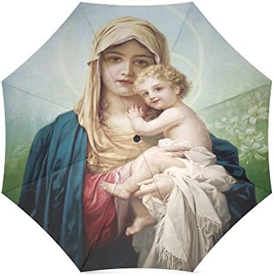 Christmas/Thanksgiving Gifts Christian Religious Virgin Mary With Baby 100% Fabric And Aluminium Foldable High-quality Umbrella