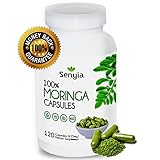 Pure Moringa Powder Capsules 2500 mg Superfood - High Potency Energizing Supplement Antioxidant - 120 Raw Whole Food Vegetarian Protein Supports Keto Diet Weight Loss