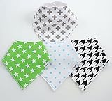 4 BayBee Bandana Baby Bibs, Neutral Pack #2, Soft Cotton w/ Snaps, Unisex, Cute Gift