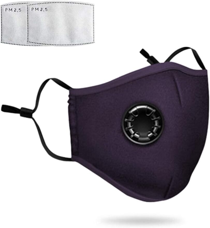 Dust Mask - Anti Air Pollution Smoke Mask - PM2.5 Air Filter Mask with 4 Replaceable Filters - Washable and Reusable Face Protection Windproof Motorcycle Face Masks（2 Pack） (Purple)