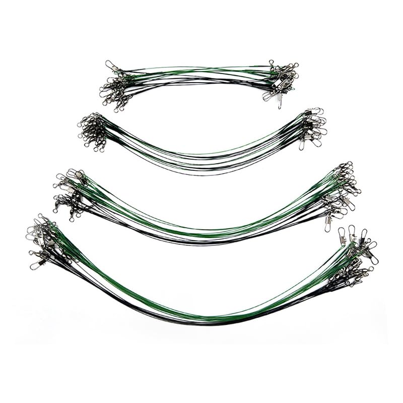 Fishing Wire Leaders,40 PCS Stainless Steel High Strength Fishing Line Leaders Fishing Line Trace Lure Leaders with Swivels and Snaps for Lures Rig Hooks