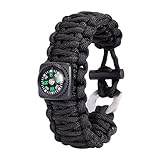 Gonex Paracord Survival Bracelet Outdoor Camping Survival Gear Kit Parachute Cord Buckles with Compass+Fire Starter+Eye Knife