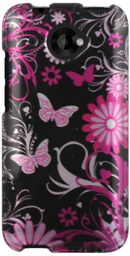 Dream Wireless HTC DESIRE 601 ZARA Crystal Case - Carrying Case - Retail Packaging - PINK BUTTERFLY