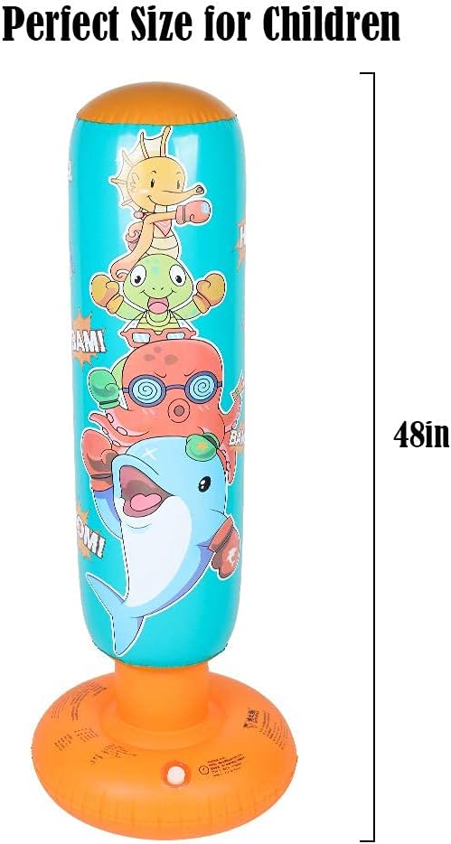 DJAM Inflatable Punching Bag for Kids, Free Standing Kids Boxing Bag to Exercise and Stress Relief in Children, Gifts for Girl 3-12 48 in : Sports & Outdoors