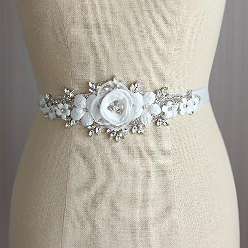 Bridal dresses belt wedding Sash luxury diamond crystal Bride 's Ribbon belts sparkling rhinestone pearl White flowers sashes