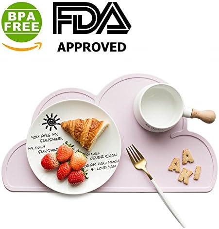 Jypc 1PC Kids Silicone Cloud Placemat Dinnerware Table Mat Washable Portable Place Mat 18.7"x10.6" (Pink)