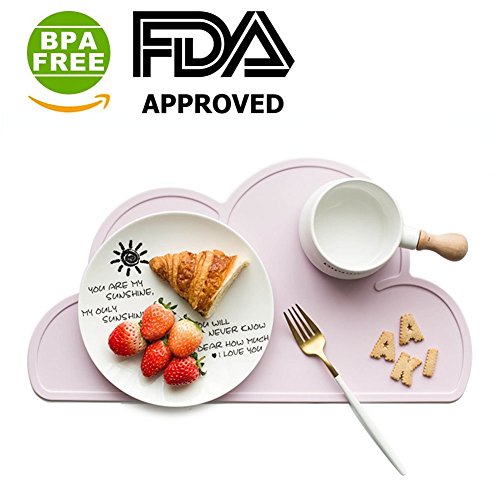 Jypc 1PC Kids Silicone Cloud Placemat Dinnerware Table Mat Washable Portable Place Mat 18.7"x10.6" (Pink)