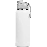 ORCA Hydra 34oz | Insulated, Stainless Steel Water Bottle with Powder Coat Finish & Silicone Grip Whale Tale Handle, Dishwasher Safe Sports Bottle — Pearl