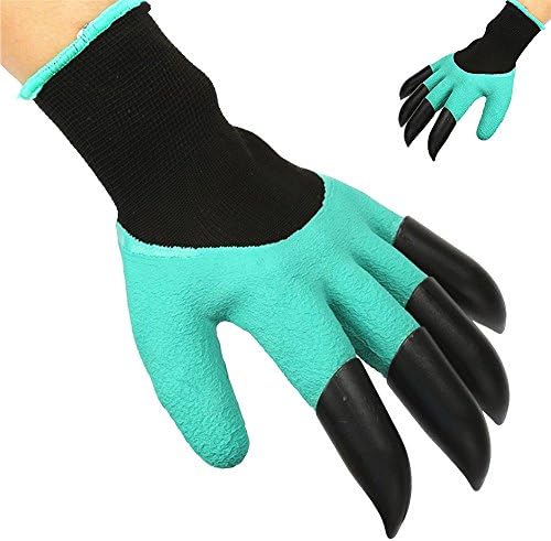 Garden Gloves, Garden Gloves with Left &amp; Right Hand Fingertips Plastic Claws for Pruning, Digging Digging &amp; Planting, One Pair