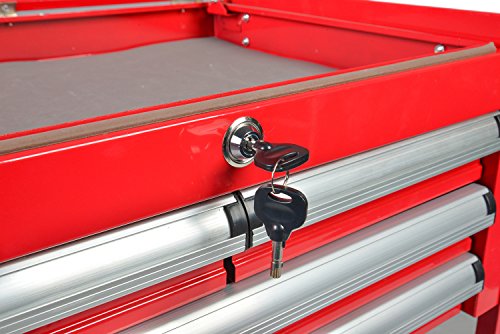 Enjoi Utility Tool Cabinet Service Cart Tool Chest Workshop Rolling Storage Trolley Tool Box w/Drawers (Red)