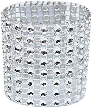 CICOCO Simple Practical 1pc Napkin Rings, adhesive 8 row mesh diamond silver napkin buckle for Table Dinner Wedding Party