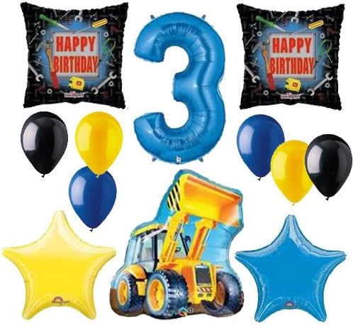 Bundle of 3rd Boy BIRTHDAY CONSTRUCTION LOADER BALLOON BOUQUET WITH 40" BLUE #3