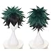 Ani·Lnc Anime Cosplay Wig Short Green Black Hair Synthetic Wigs with free Cap