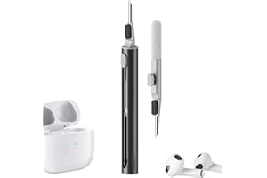 AIJEFF Cleaner Kit for Airpods Pro 1 2 3 Multi-Function Cleaning Pen with Soft Brush Flocking Sponge for Bluetooth Earphones Case Cleaning Tools Black