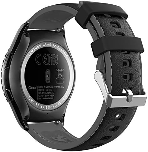 Gear Sport/Gear S2 Classic Watch Band 20mm Soft Silicone Replacement Strap Quick Release Wristband for Samsung Gear Sport(SM-R600) & Gear S2 Classic(SM-R732 & SM-R735)(NOT for Gear S2)-Black/Gray