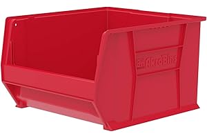 Akro-Mils 30283 Super-Size AkroBins Plastic Storage Bins, Space-Saving Stackable Bins for Garage, Classroom, Warehouse Organization, 20-Inch L x 18-Inch W x 12-Inch H, Red, 1-Pack