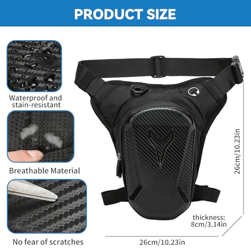 CHUANFU Adjustable Motorcycle Leg Bag, Waterproof Motorcycle Leg Bag for Men and Women, Multifunctional Thigh Bag with Expandable Pocket, for Cycling, Hiking, Fishing, Camping